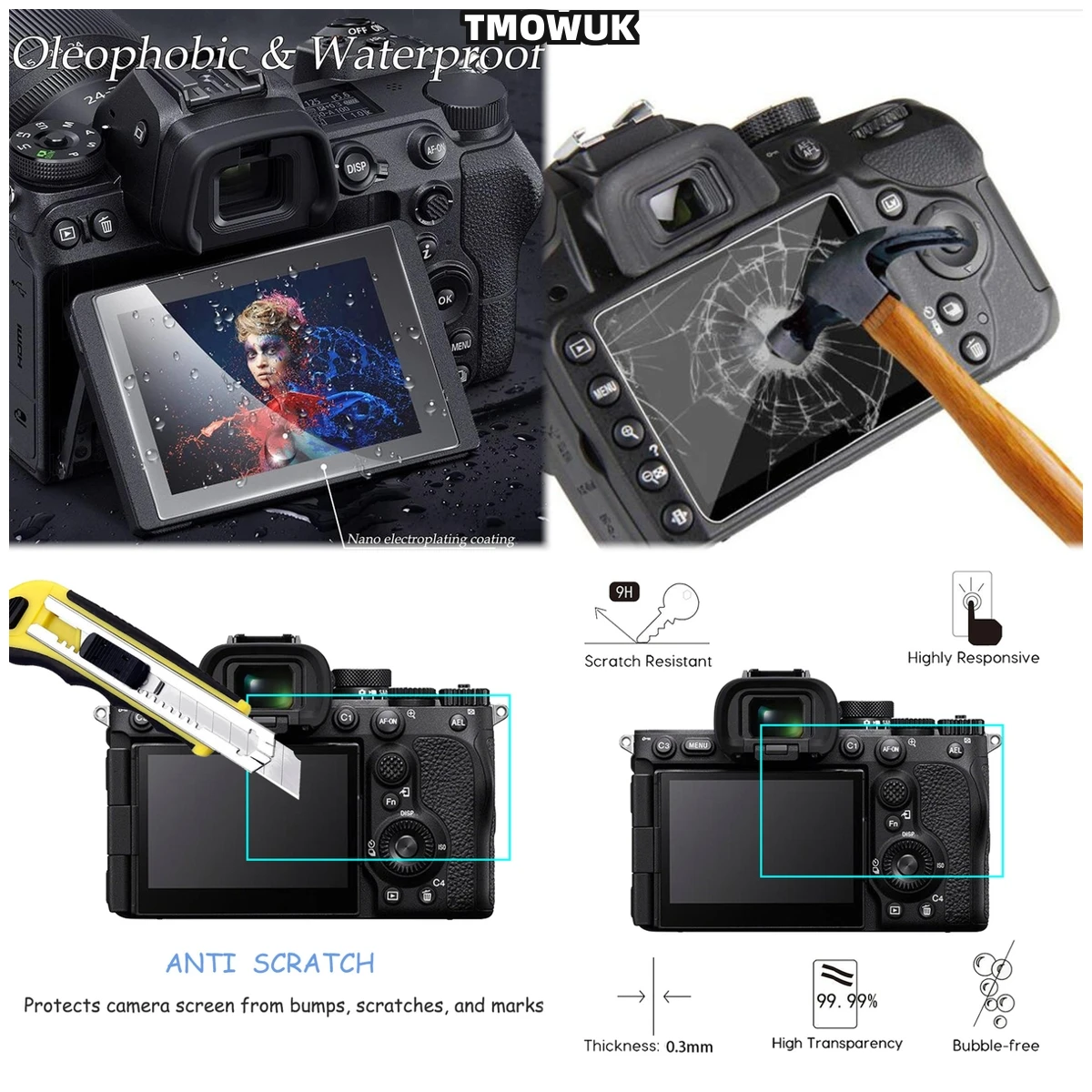 

Sony A7RII A7RIII A7R4 A7R4A A7SMII A7RMII A7MII A7MIII 9H Hardness Tempered Glass Screen Protector Ultra-Clear