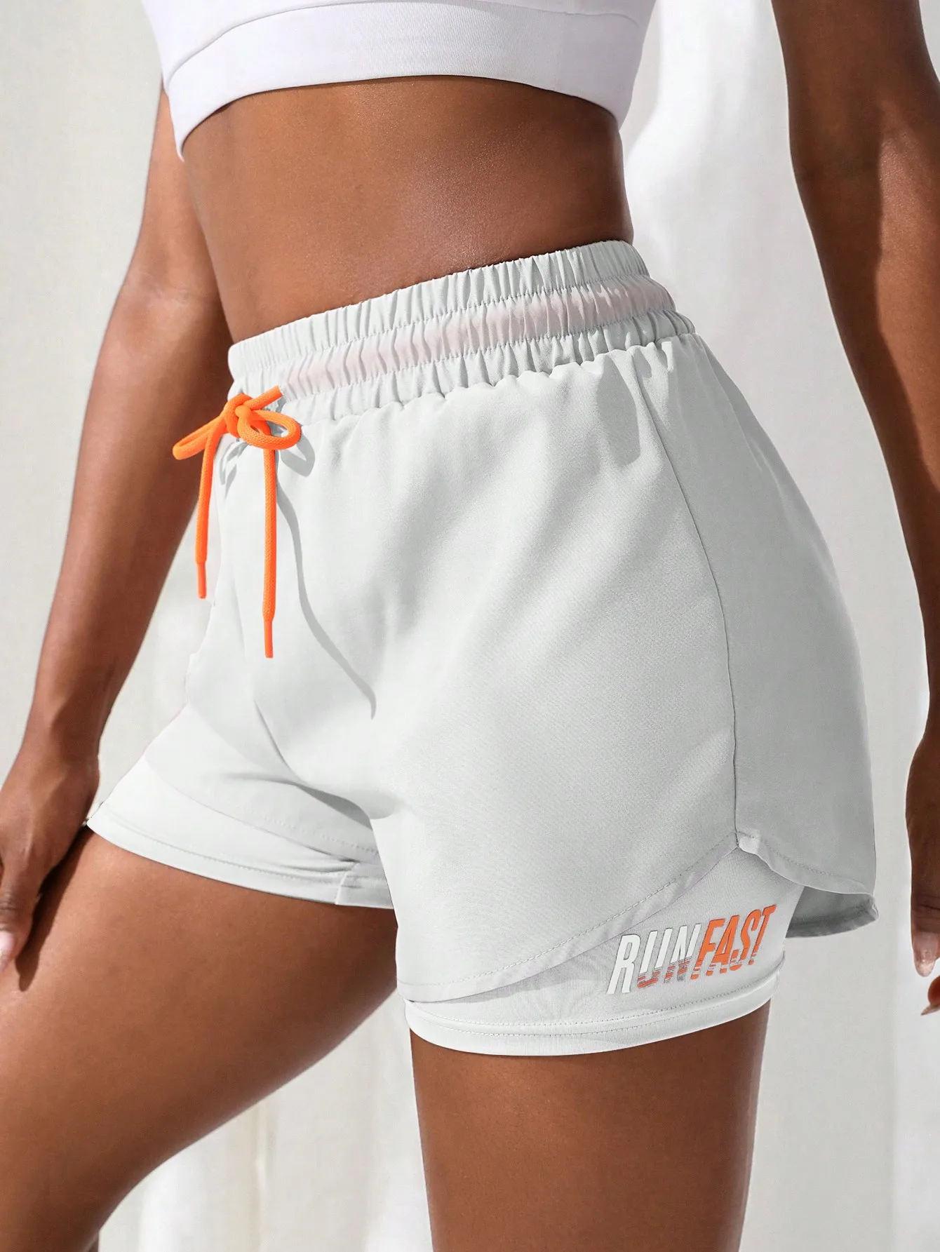 Women Athletic Running Shorts Double Layer Quick Dry Lightweight Gym Shorts with Compression Liner