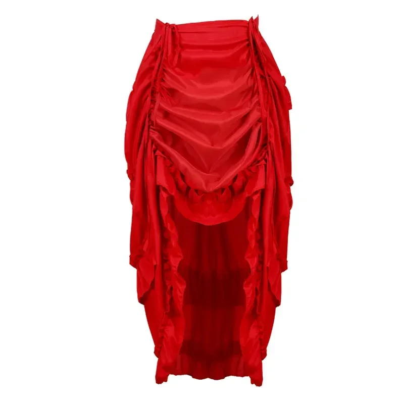 Steampunk Gothic Corset With Skirts Irregular Shirring Pleated Party Maxi Long Skirt High Low Costumes Punk Sexy Women Plus Size view 2