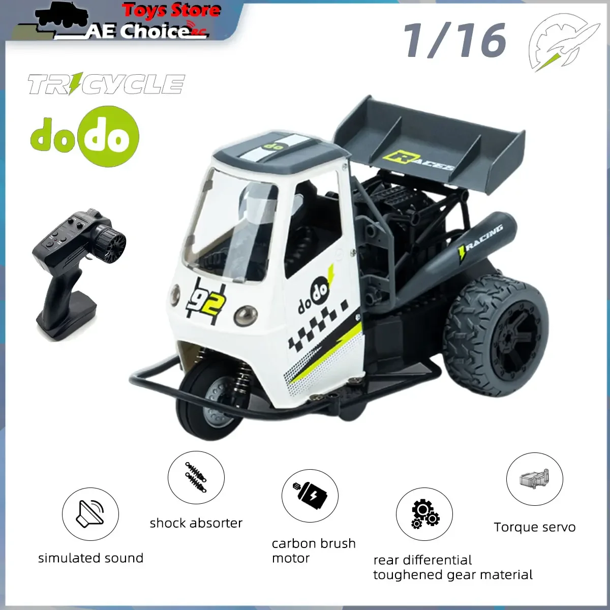 

S810 1/16 2.4G Remote Control Three Wheels RC Motorcycle With Light Spray Electric High Speed Emulation Motorcycles Toy For Kids