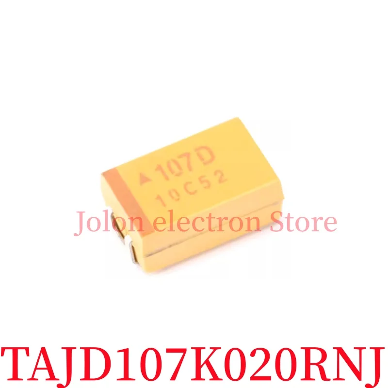 100% new TAJD107K020RNJ 7343D 20V 100μF ±10% surface-mount tantalum capacitor