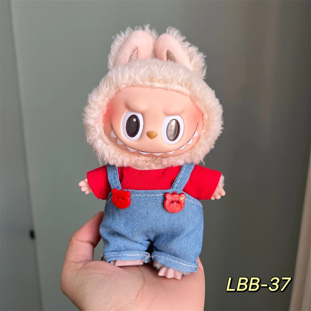 صغيرة لطيف LABUBU دمية الملابس مجموعة اكسسوارات 15-17 سنتيمتر Labubu أيدول V1 V2 مختلف اللون وزرة نمط سلسلة مجموعة الملابس هدية