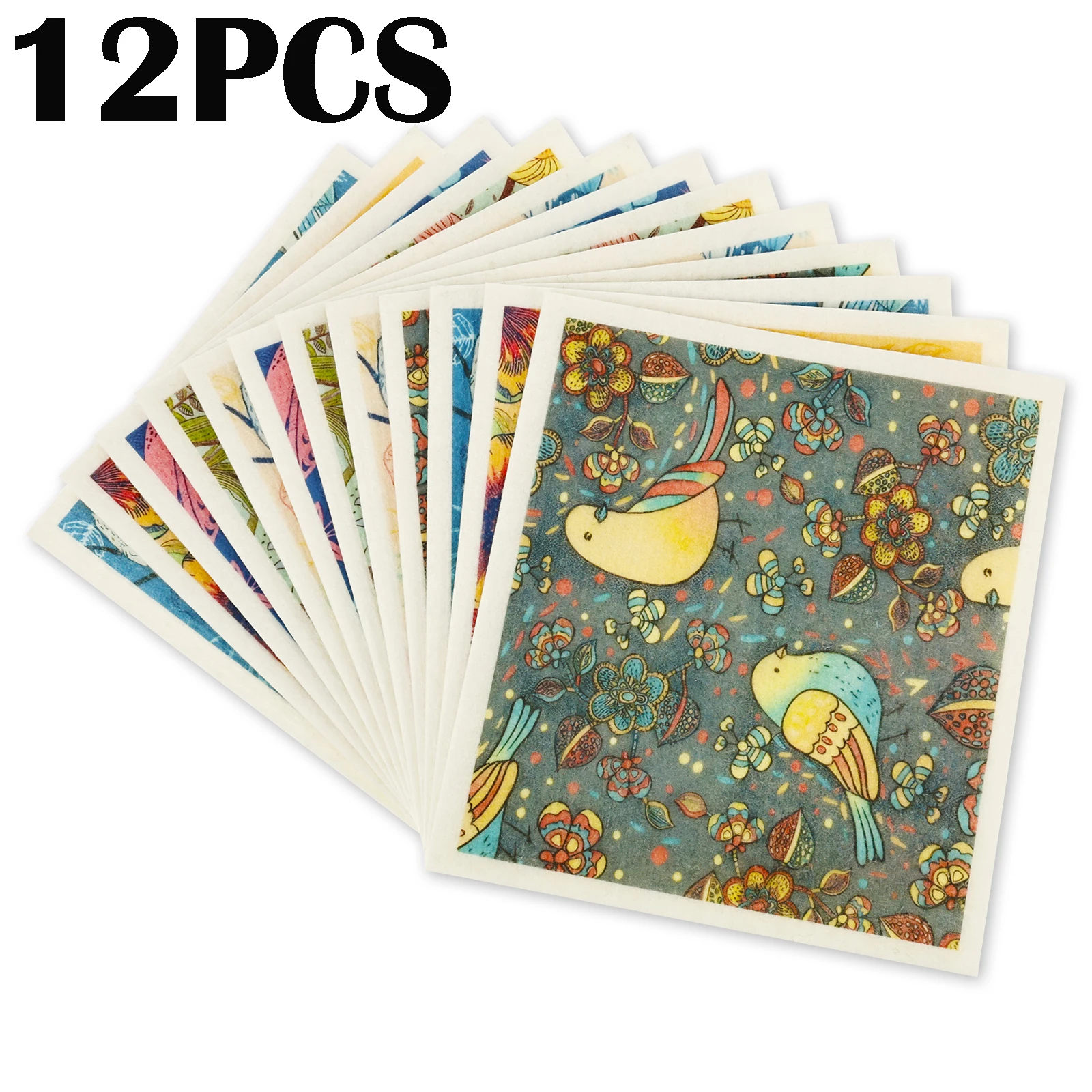 

12Pcs Nonwoven Dish Towel Thickened Dish Cloth High Absorbency Kitchen Towel with Exquisite Pattern for Tableware Cookware