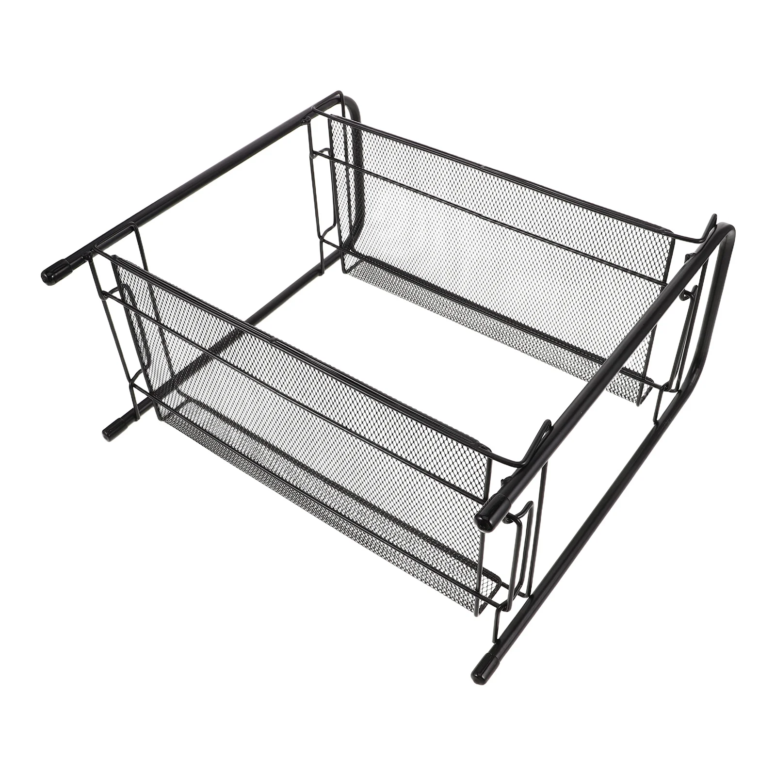 

Double-Layer Coffee Holder Rack Stainless Steel Kitchen Countertop Organizer Bathroom Spice Shelf Metal Mesh Guardrail Storage