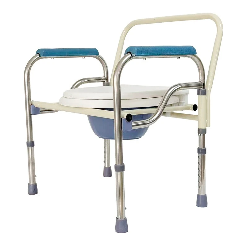 

Portable folding toilet chair Lightweight indoor bathing and bathing chair 6-gear adjustable high and low toilet chair Household