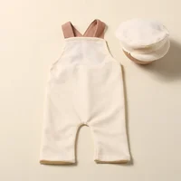 Ylsteed Newborn Boy Photography Outfits with Casquette Cap Color Contrast Shooting Romper Overalls Suspender Trousers 4