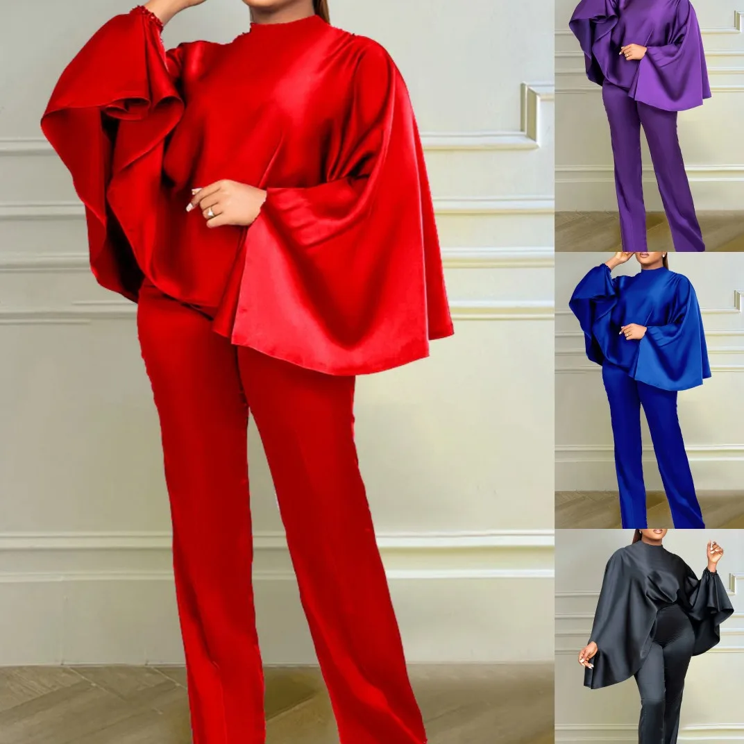 

European and American women's new fashion long-sleeved cloak two-piece ladies suit 2 piece sets womens outfits