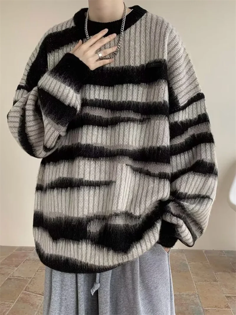 

Мужская толстовка American Sle Heavyweight: повседневный вязаный свитер свободного кроя, осенне-зимняя верхняя одежда в стиле кэжуал, модная и элегантная.