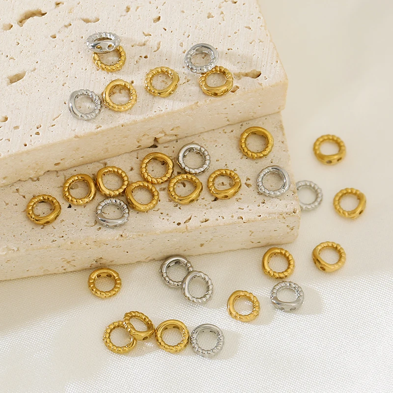 10/30pcs Stainless Steel Twisted Double Hole Circular Ring End Clasp Connectors for DIY Bracelet Hooks Jewelry Making Materials