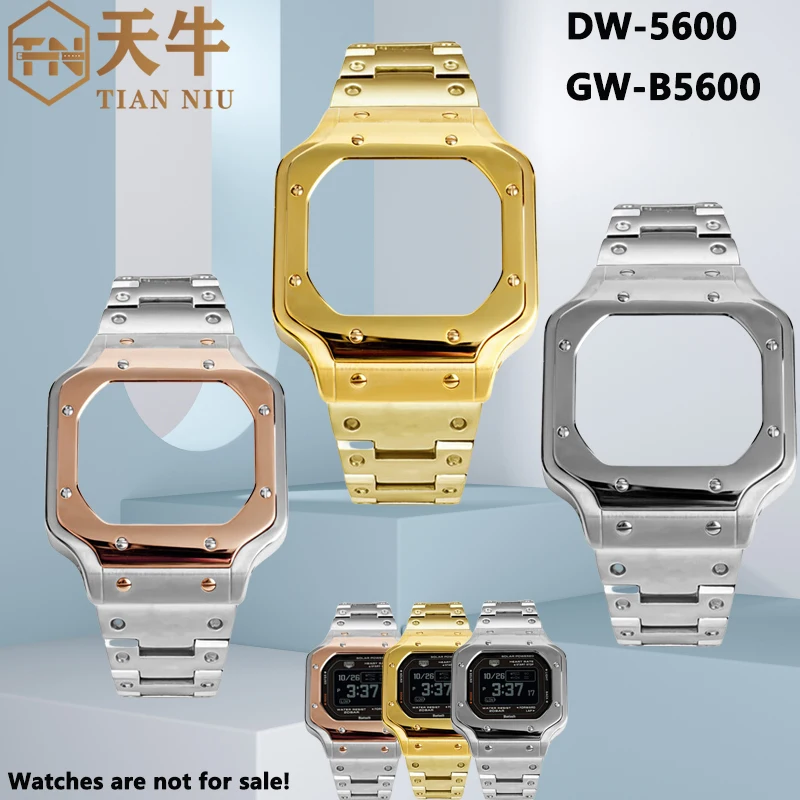 Для Casio DW-5600/GW-B5600 набор ремешков из нержавеющей стали dw5600 модифицированный металлический ремешок для часов мужские аксессуары для часов с инструментами