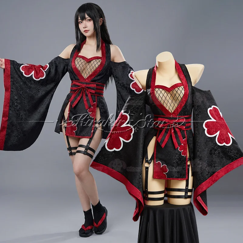 

Hallowmas Ninja Cosplay Costume Doujin Suki Gender Swap Ninja Modern Kimono Red Cloud Yukata Adult Women Carnival Party Prop