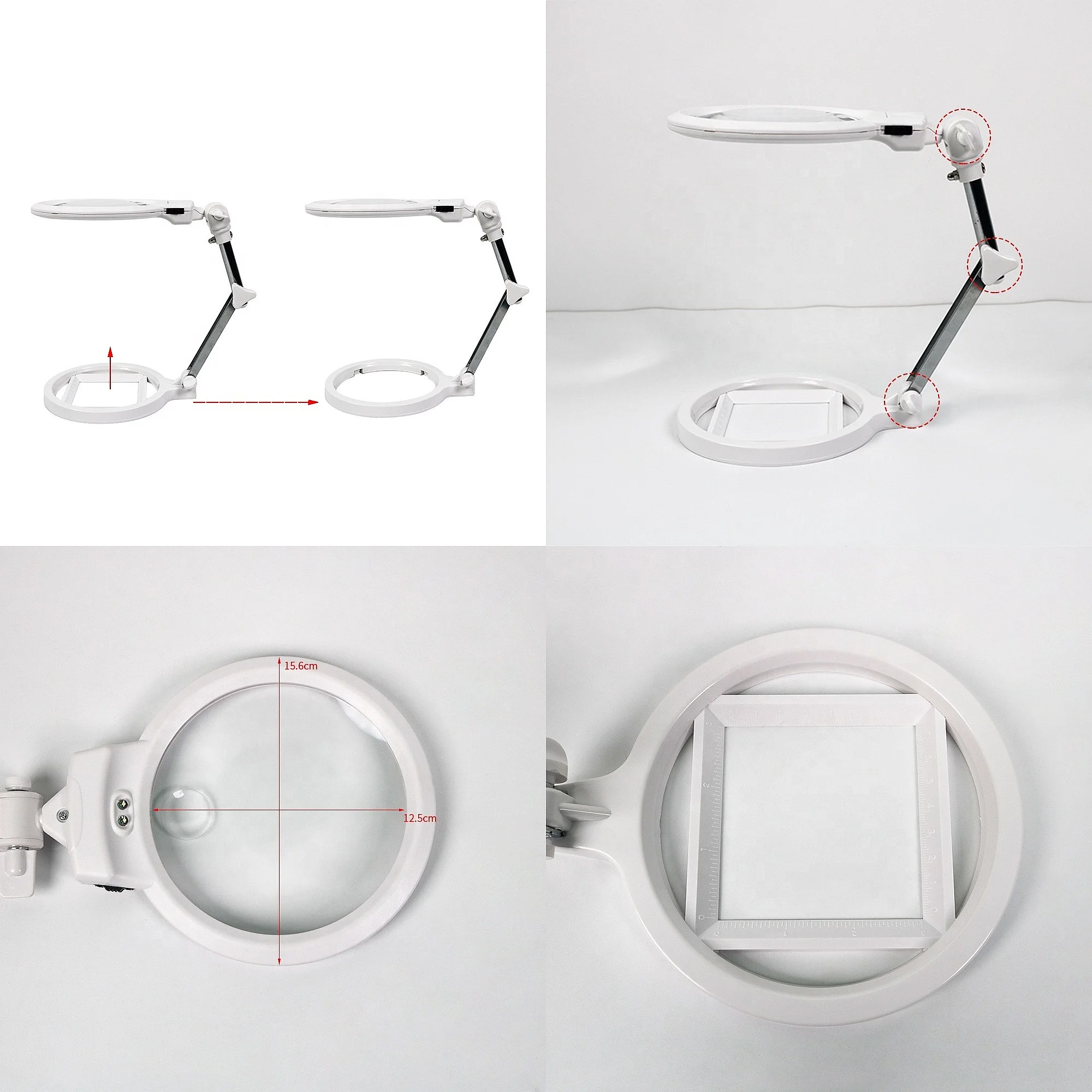 Dentals Lab Bench Magnifier Lamp 2X Magnification Adjustable Desktop Light