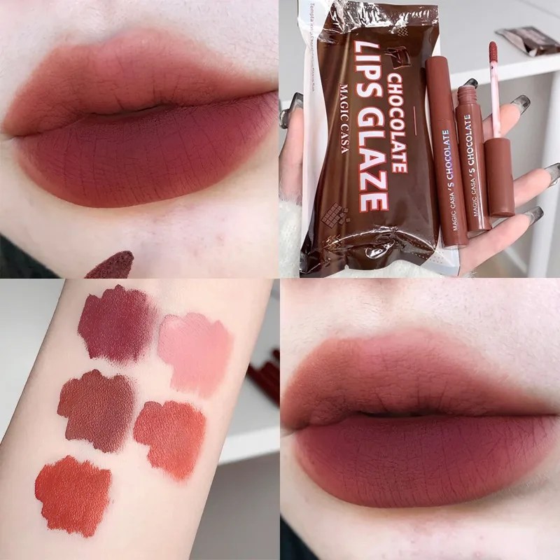 Velvet 256 Jules Gloss Set, Rouge à lèvres liquide, Imperméable, Durable, Non collant, Soyeux, Lisse, Nude, Rouge, Maquillage, Cosmétiques, 3 Pcs, 5Pcs