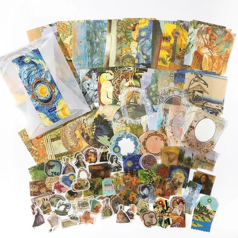 200 Pcs Vintage Scrapbook Supplies kit for Journaling Planners Retro Series Paper Stickers Craft Kits Aesthetic Collage Album