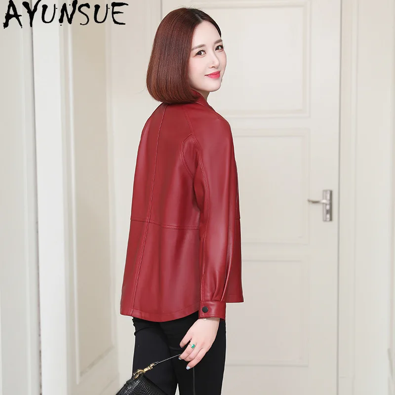 AYUNSUE 정품 가죽 자켓 여성 2025 진짜 양피 가죽 코트 여성 봄 가을 의류 캐주얼 슬림 맞는 Косуха Женская