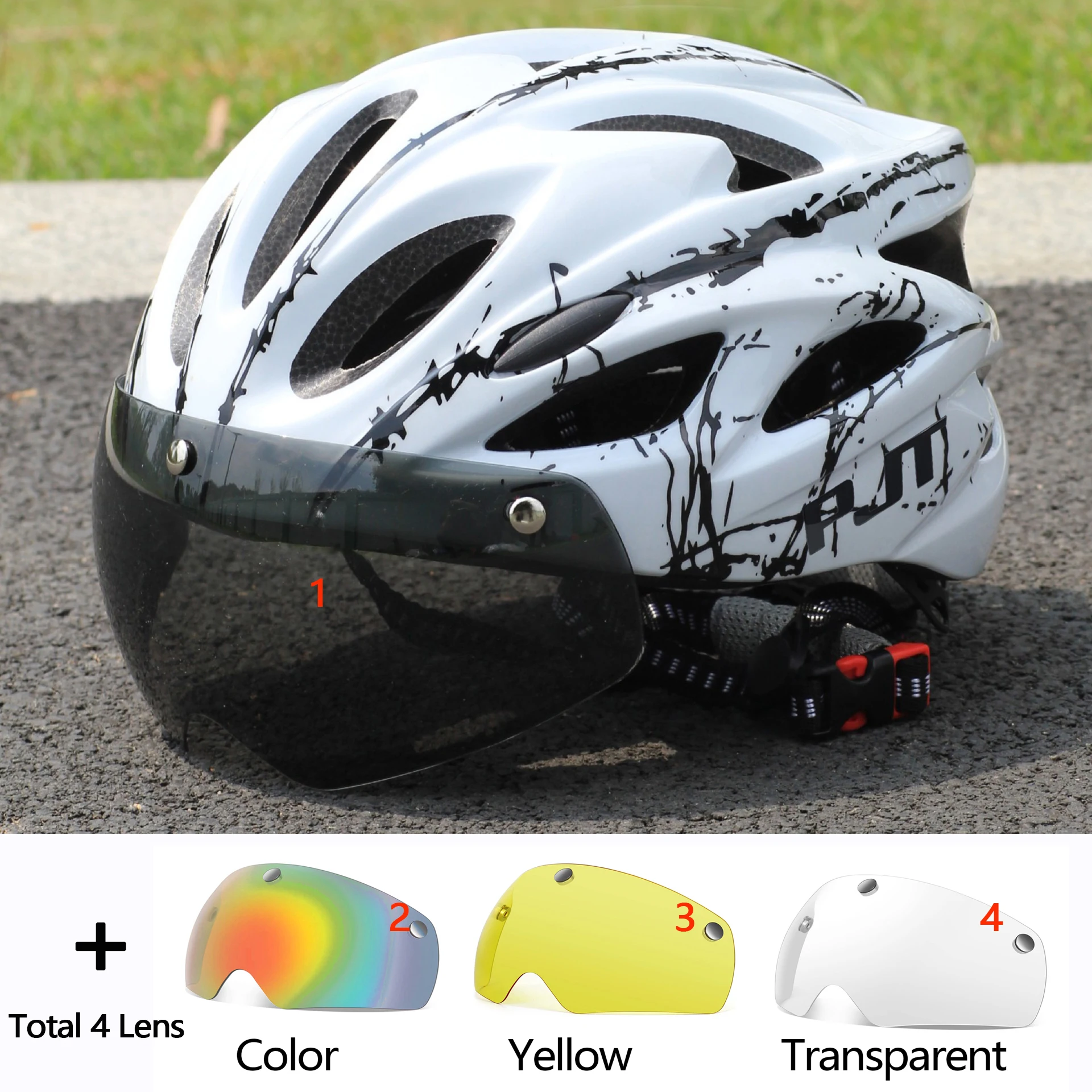 PJT Ultralichte magnetische bril Fietshelm Lichtgewicht PC-shell en EPS-schuimconstructie Fietshelm MTB-fietshelm