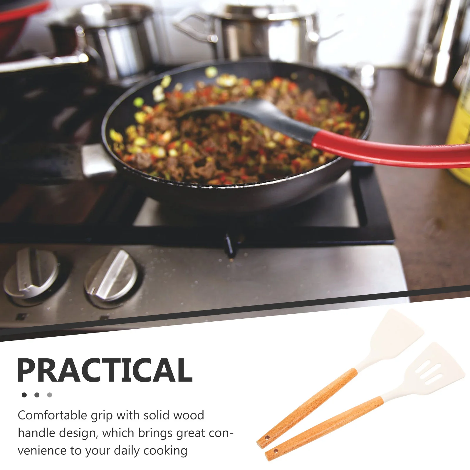 

2Pcs Non Stick Silicone Spatulas for Kitchen Use Wooden Grip Long Lasting Cookware Essential Gift Silicon Spatula