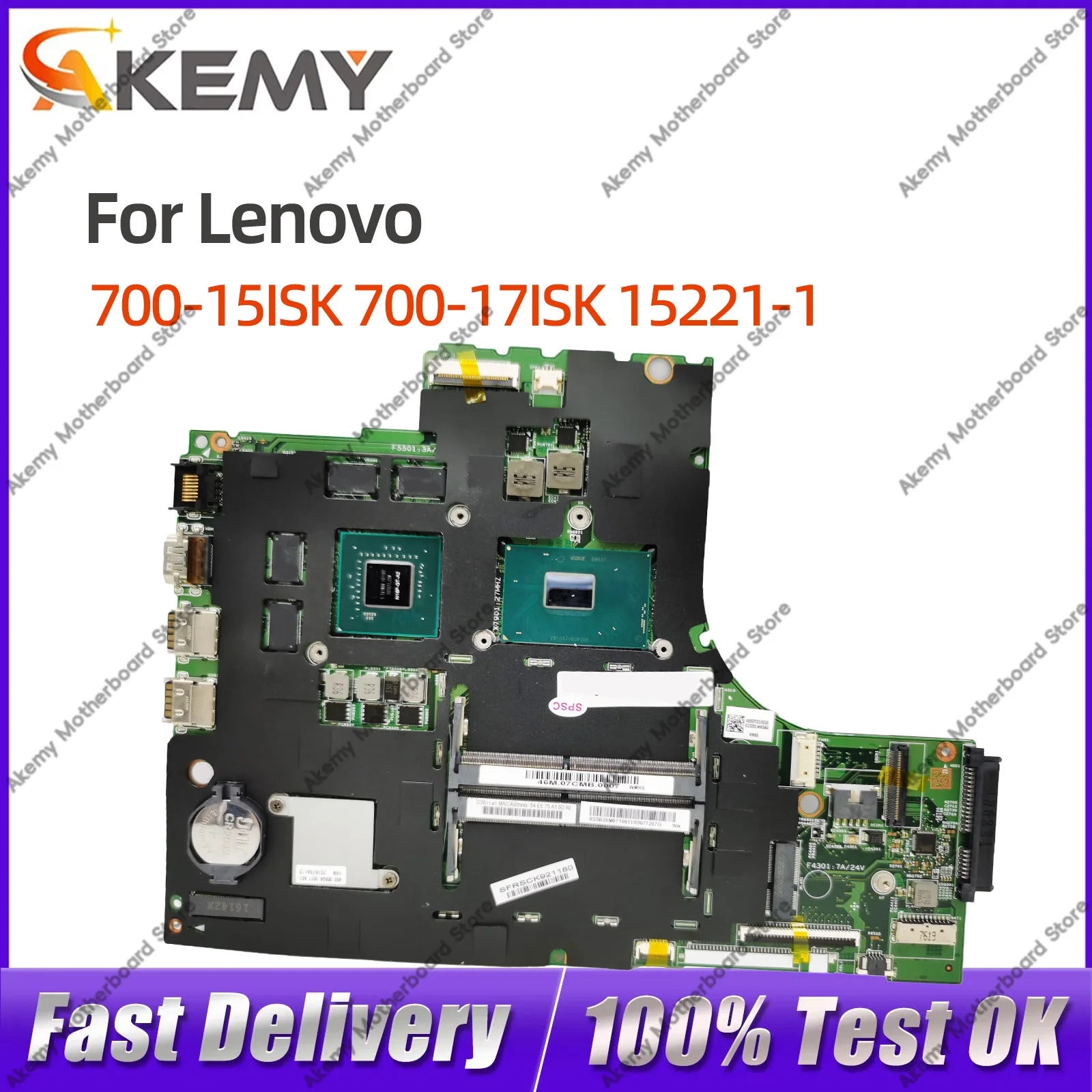

For Lenovo ideapad 700-15ISK 700-17ISK 15221-1 Notebook Mainboard 5B20K93623 5B20K91444 I7-6700HQ GTX950M Tested