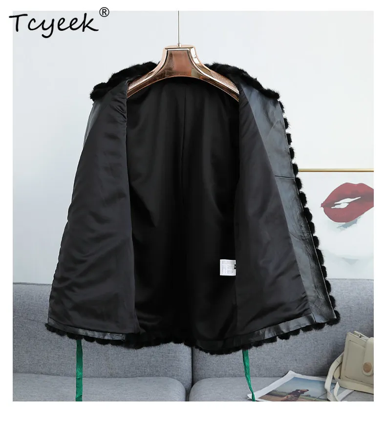 Tcyeek Real Mink Fur Coat Women Winter Clothes Warm Real Fur Womens Coats New in Outerwears 2025 Fashion Fourrure Femme