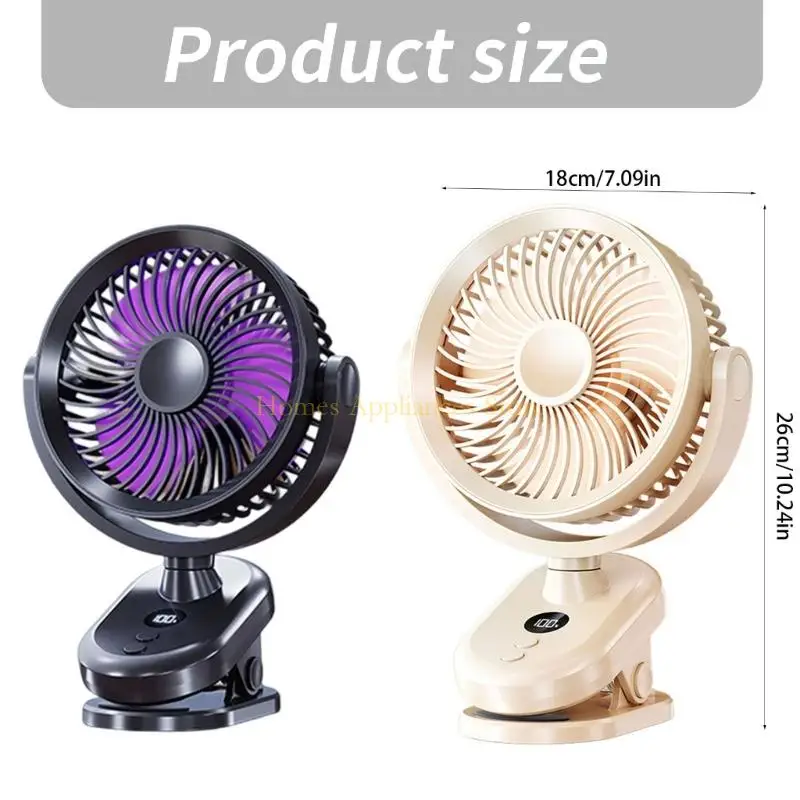 D0AB Digital Display Desktop Night Light вентилятор 360 градусов Регулируемый клип