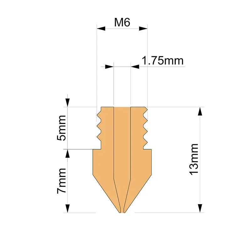 10Pcs MK8 Messing Mondstuk 0.2Mm 0.3Mm 0.4Mm 0.5Mm Extruder Printkop Nozzle Voor 1.75Mm CR10 CR10S Ender-3 3D Printer Accessoires