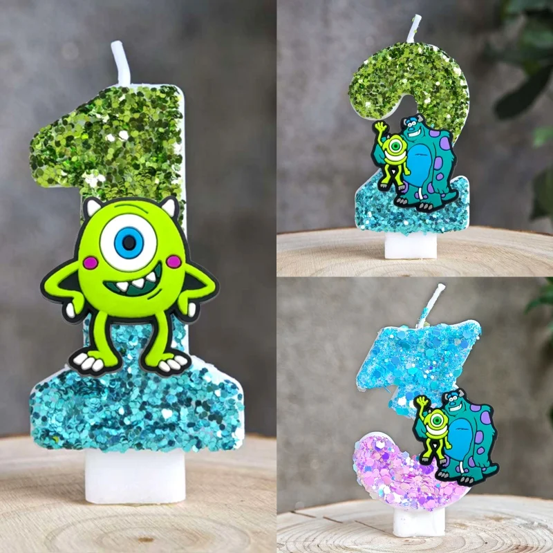 Velas Temáticas de Monsters Inc, Vela con Número del 0 al 9, Decoración para Pastel de Cumpleaños, Adorno para Pastel, Regalo para Niños