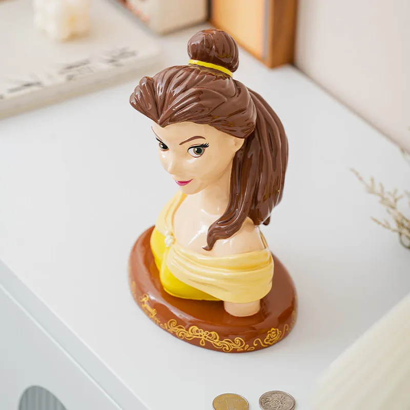 Figuras de Anime de Disney, Alcancía de Cerámica con Diseño de la Princesa Bella, Modelo Artesanal de Dibujos Animados, Escultura de La Bella y la Bestia, Regalo