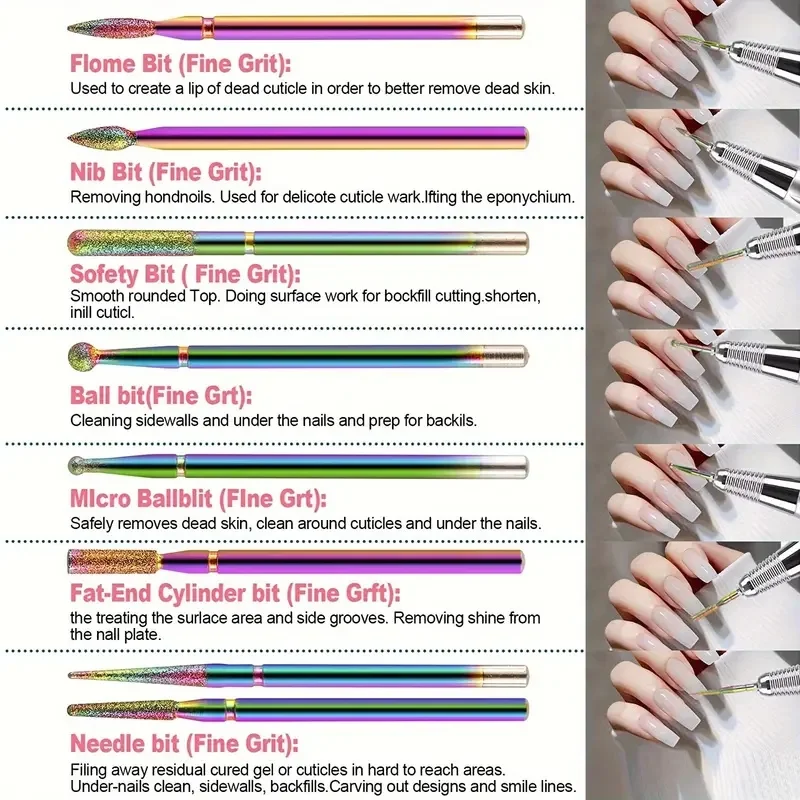 Juego de brocas de cerámica profesionales para uñas, 13 Uds., con caja, lima de uñas eléctrica para manicura, para Gel acrílico, uñas