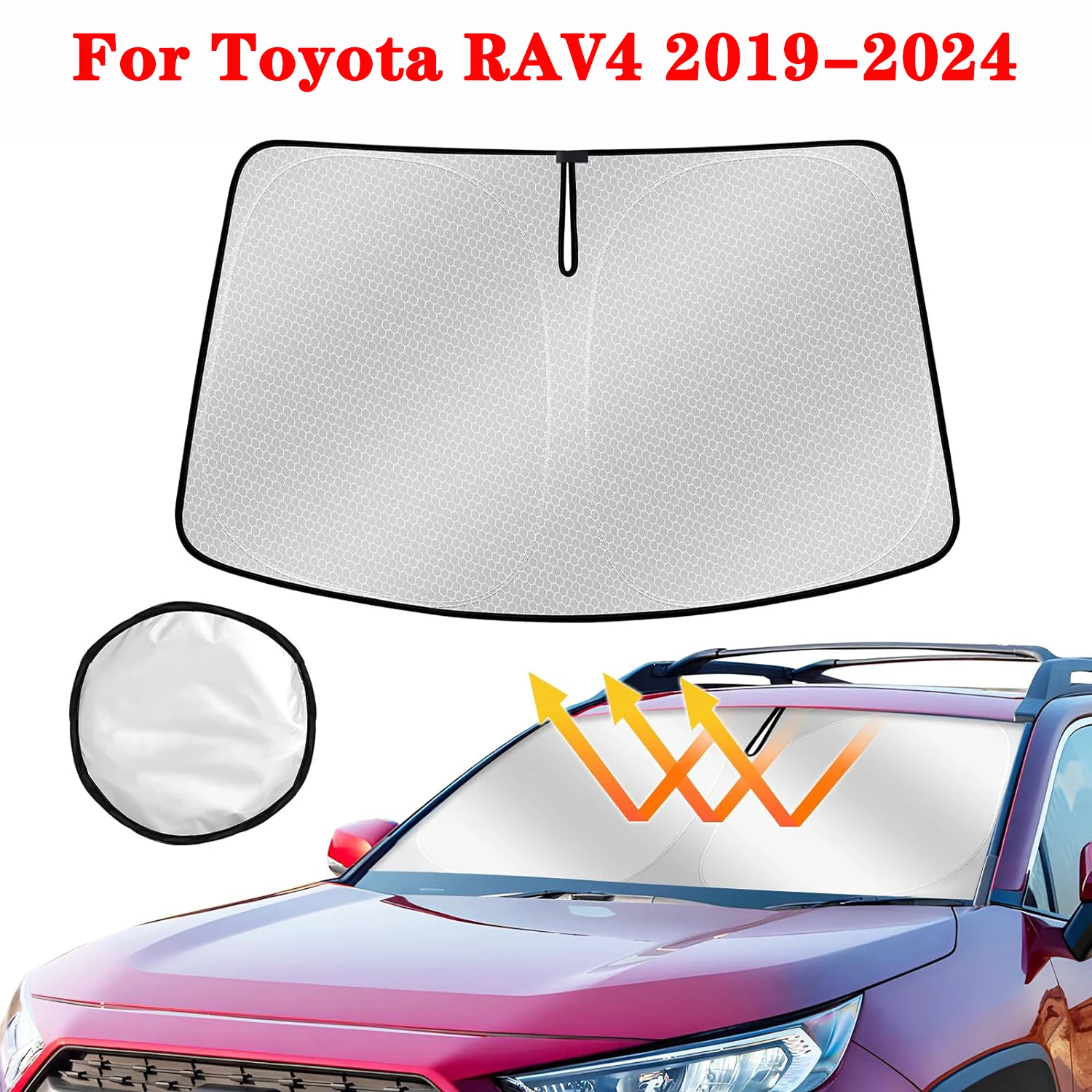 Front Windshield Sun Shade for Toyota RAV4 2024 2023 2022 2021 2020 2019, Upgraded Nano Materials Front Window Shade Cover