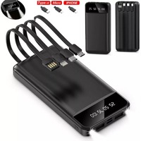 20000 MAh Convenient Large Capacity Mobile Power Bank with 4-Wire Power Bank External Battery Mirror Screen for IPhone Xiaomi