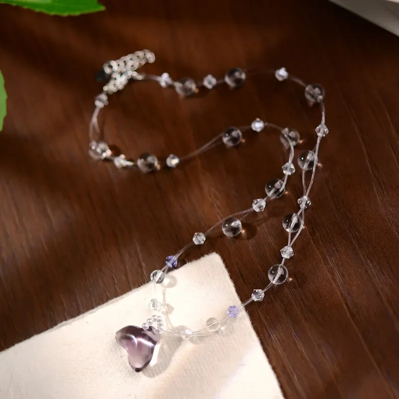 Amethyst Necklace Summer Fresh Crystal Splicing Fishtail Pendant Niche Premium Amethyst Fishtail Chain