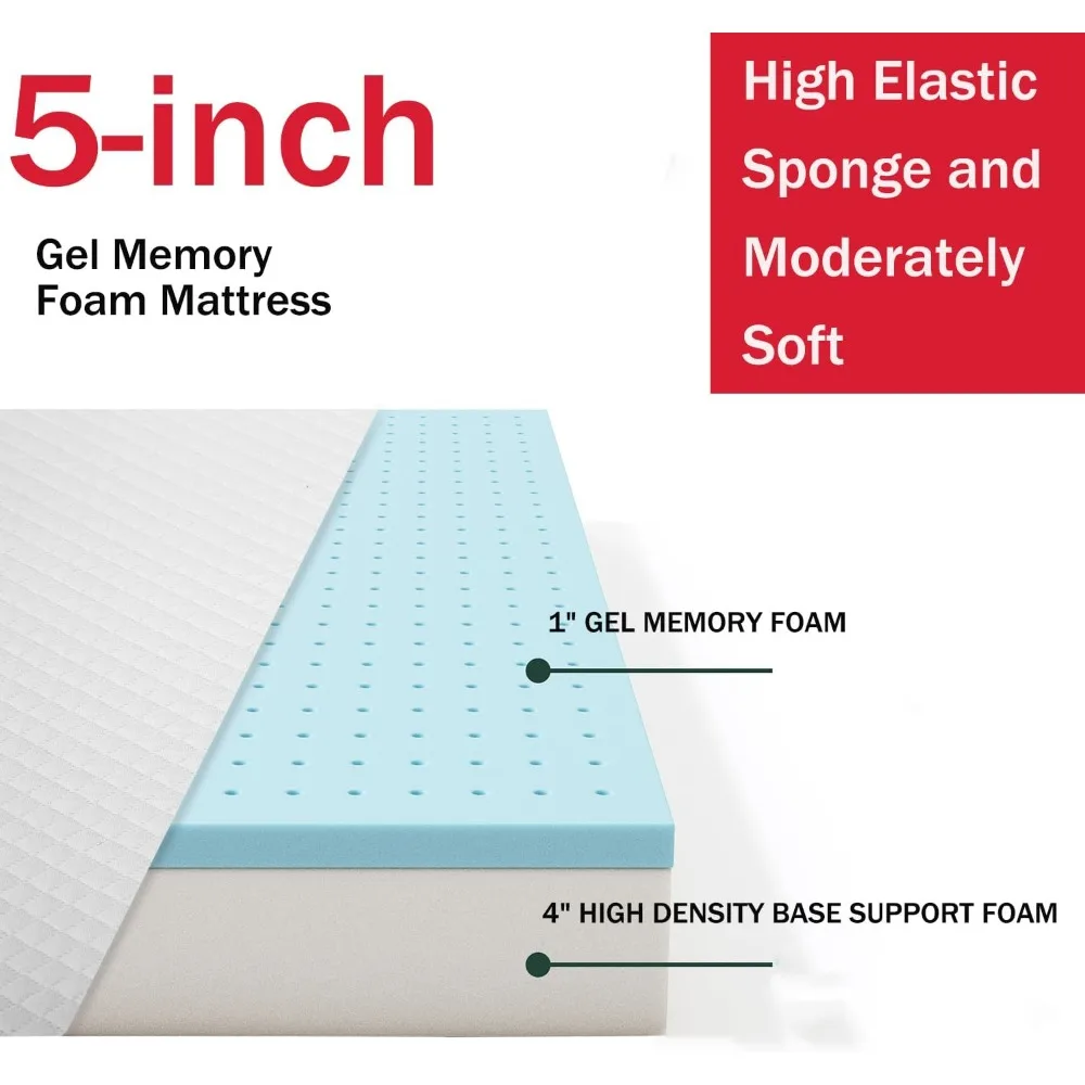 مرتبة إسفنجية ميموري فوم متوسطة الثابتة - الحجم الكامل، نوم رائع، تخفيف الضغط، غطاء مسامي، مثالي لراحة مريحة