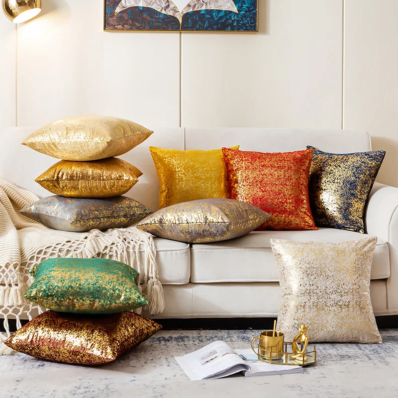 Solid Color Gold-foiled Throw Pillow Cover Sofa Throw Pillow Cover and Lumbar Support Cover Подушечная Чехол