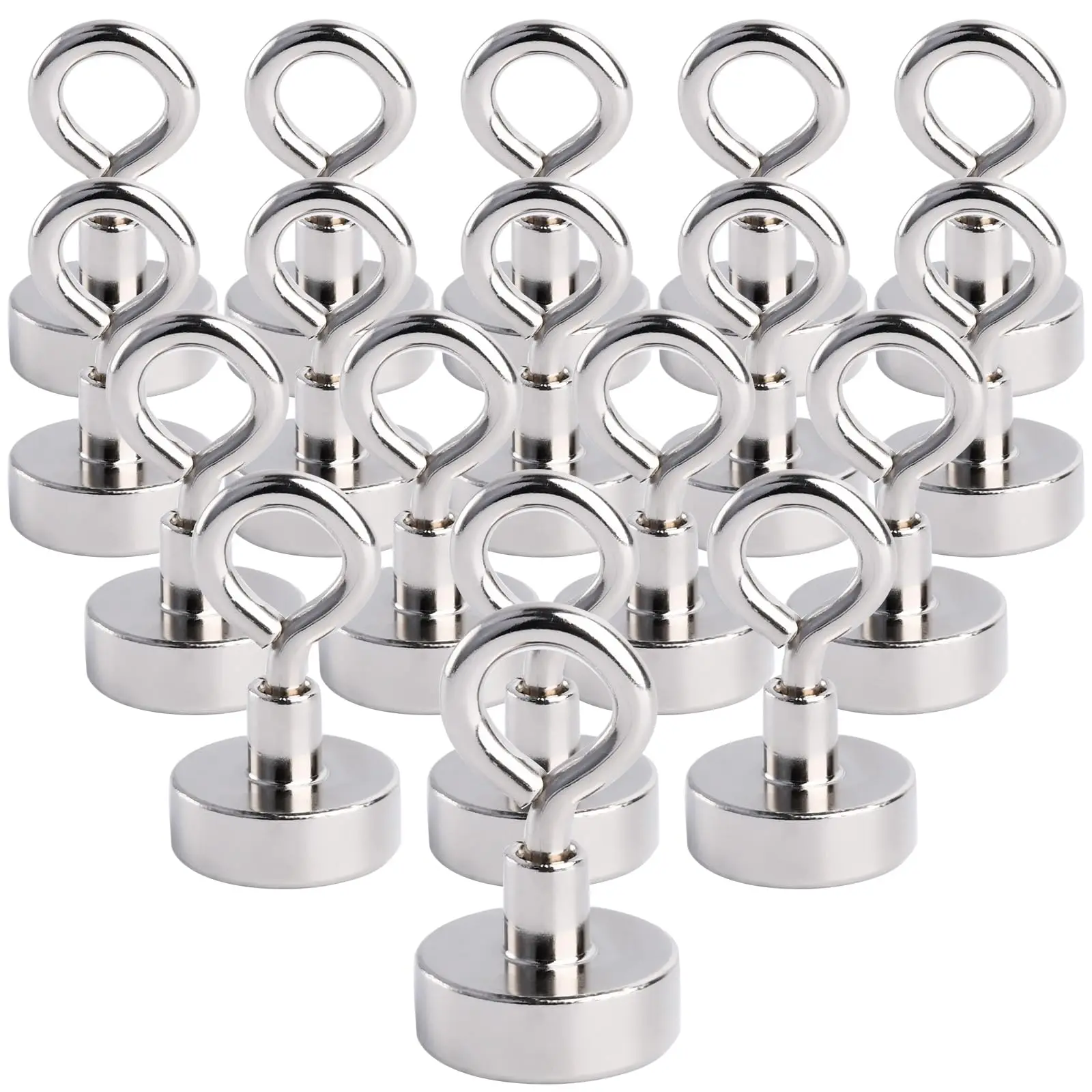 20 mm Neodymium Magnets Hooks, Tensile Force 12 kg (26 lbs) Eyelet Magnet with Hooks, Magnetic Holder for Camping, Garage