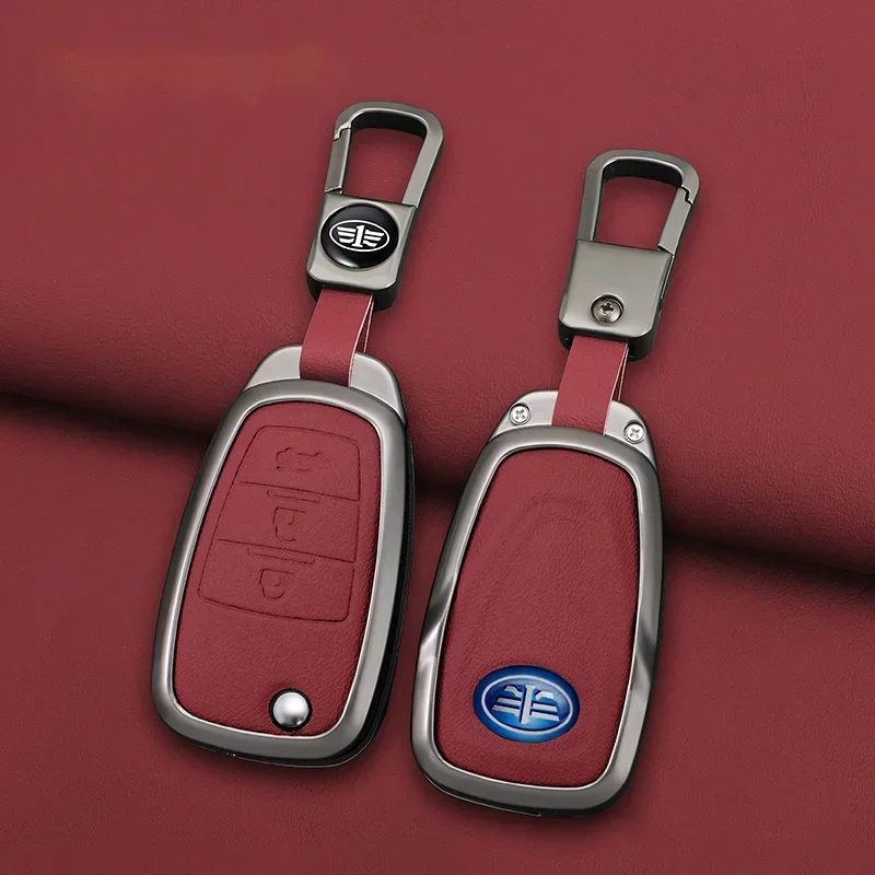 سبائك الزنك سيارة مفتاح القضية 3 زر الوجه المفاتيح التحكم عن بعد Fobs حامي غطاء سترة ل FAW Besturn X80 2018 2019 2020 #4