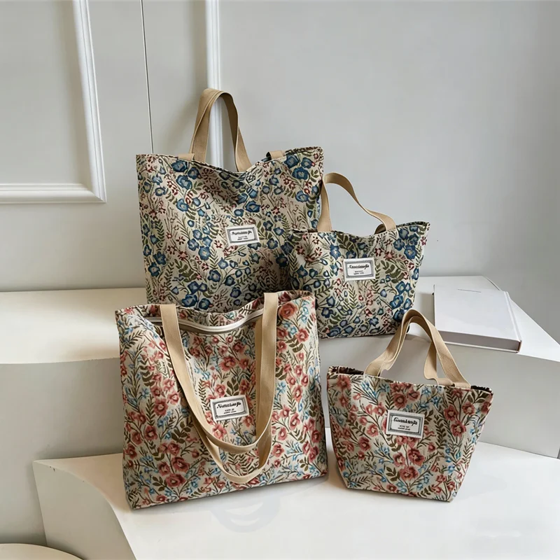 자수 꽃무늬 캔버스 핸드백 여성용 섬세한 꽃무늬 토트 - Women Bags For Work 리뷰 및 가격