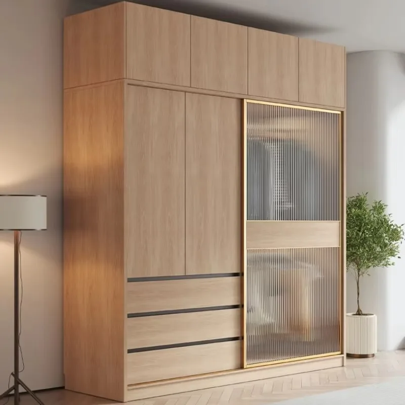 

Nordic Quiet Orgnizer Wardrobes Drawers Aesthetic Sliding Door Clothes Wardrobes Storage Cupboard Armarios De Ropa Furniture