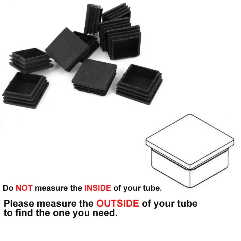 16Pcs Square Rectangular Tube Inserts End Caps Blanking Oval Round Olivary Plugs Pipe Chair Furniture Feet Covers