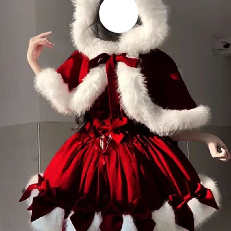 Christmas First Snow, Winter Outfit Lolita Cape, Atmosphere-enhancing Battle Dress, Princess Puffy Skirt Set