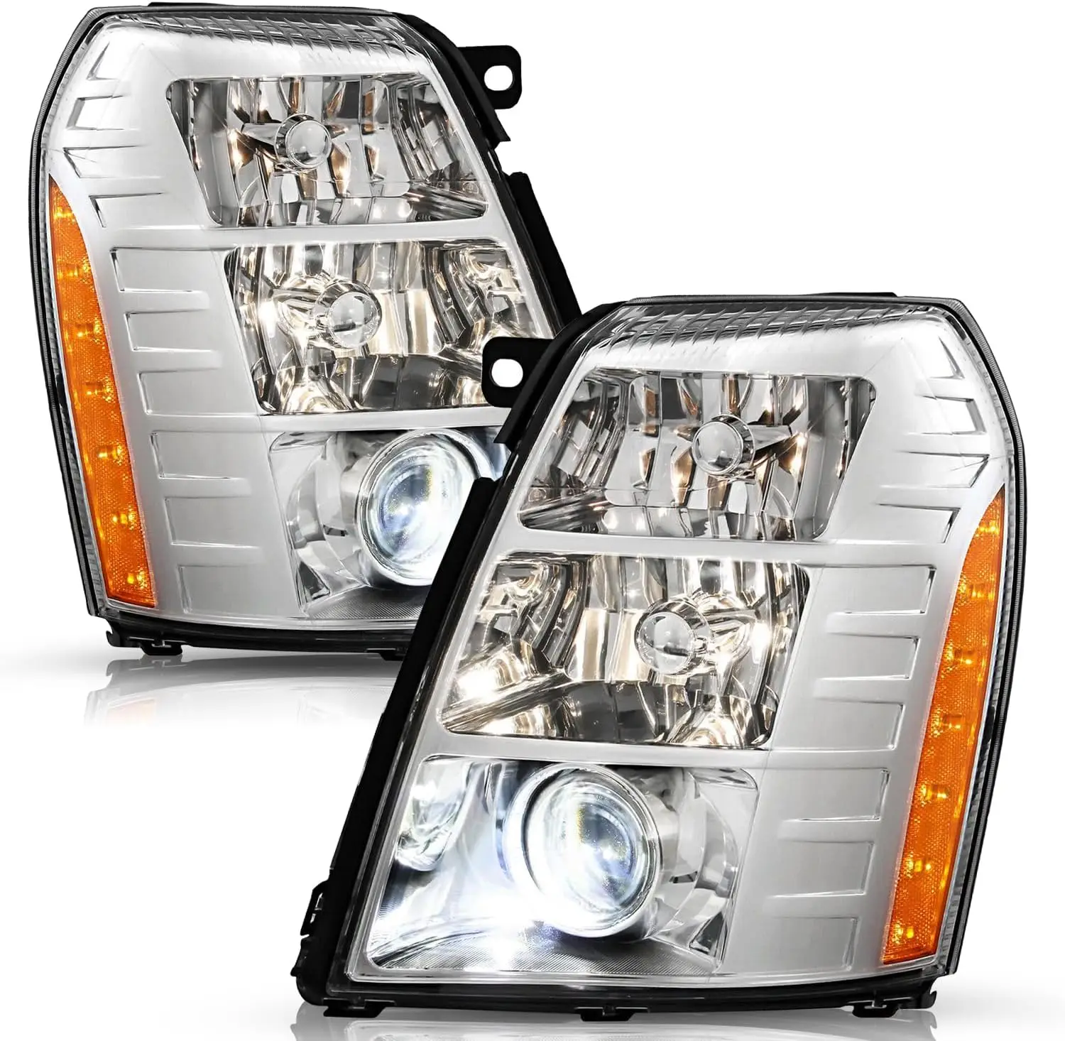 

Комплект фар в сборе для Cadillac Escalade 07-14, HID-проектор 2007-2014, фары, OE-стиль, хромированная сборка, водитель a