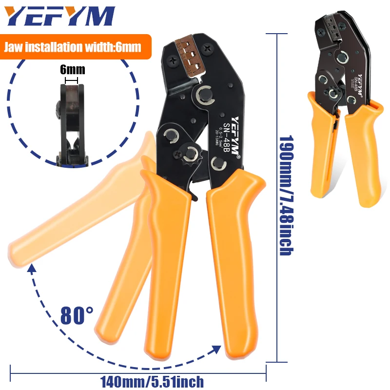 SN-48B crimping plier 0.5-2.5mm2 20-13AWG SN-28B/48B/2 Dupont XH2.54 KF2510 SM 2.54 3.96 TAB 2.8/4.8/6.3 Plug type terminal