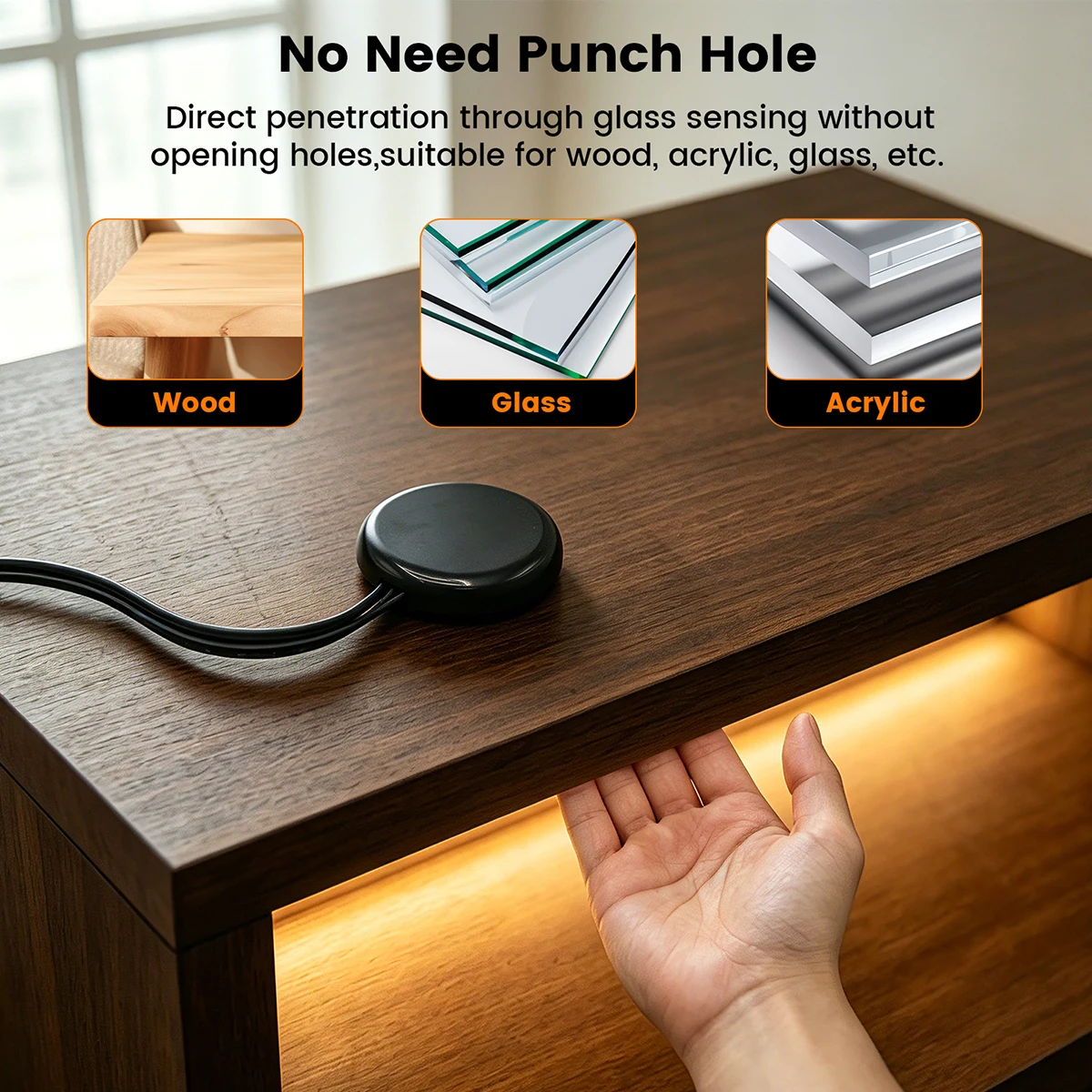 Under Cabinet Free-cut COB LED Strip Light 5mm PCB Display Closet Bookcase Wardrobe Lamp Penetrable Wood Dimmable Touch Sensor view 5
