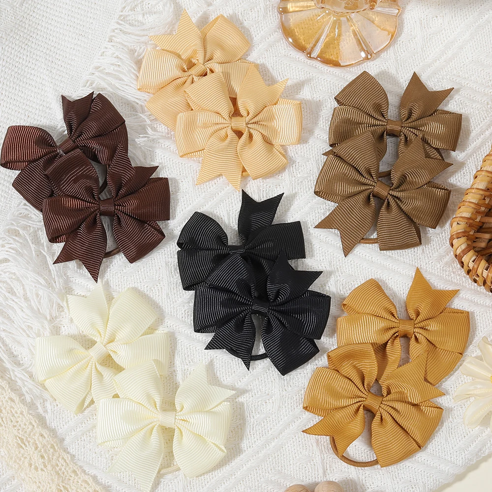 

2 шт. милых лент для волос, повязки для девочек, банты для малышей, резинки для волос, детские головные уборы, аксессуары для волос с двойной поддержкой для хвостиков