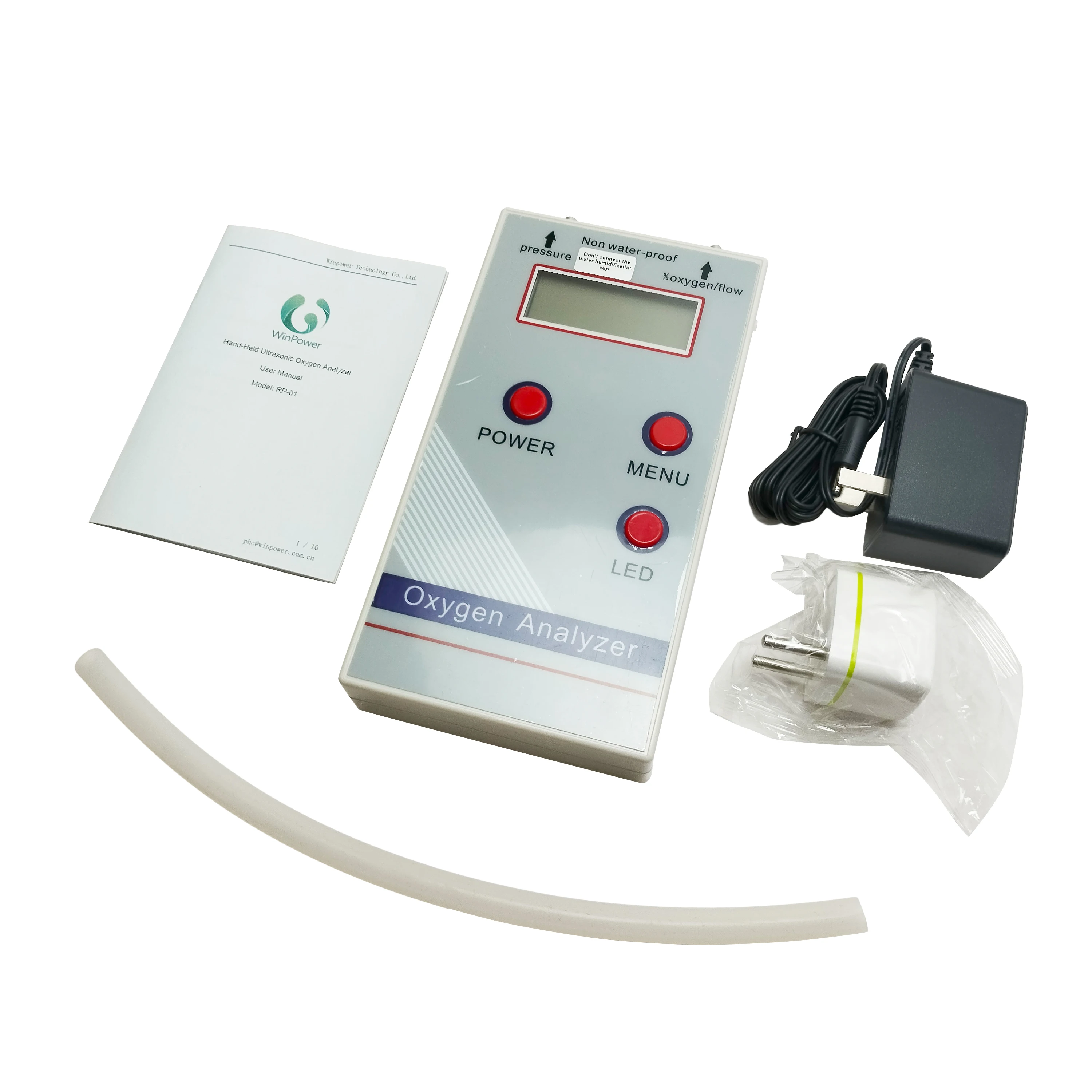 Portable O2 Content Purity Concentration Sensor Gas Outlet Flow Rate Pressure Measurement Detector Ultrasonic Oxygen Analyzer