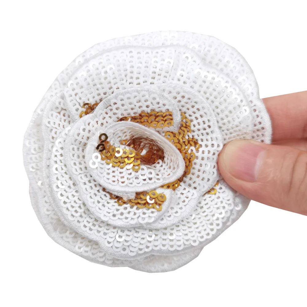 6pc 3D Rose Sequin Patch Red Flower Applique Beaded Flowers Sew On Patches For Clothing Jeans Clothes Appliques Parches AC1106
