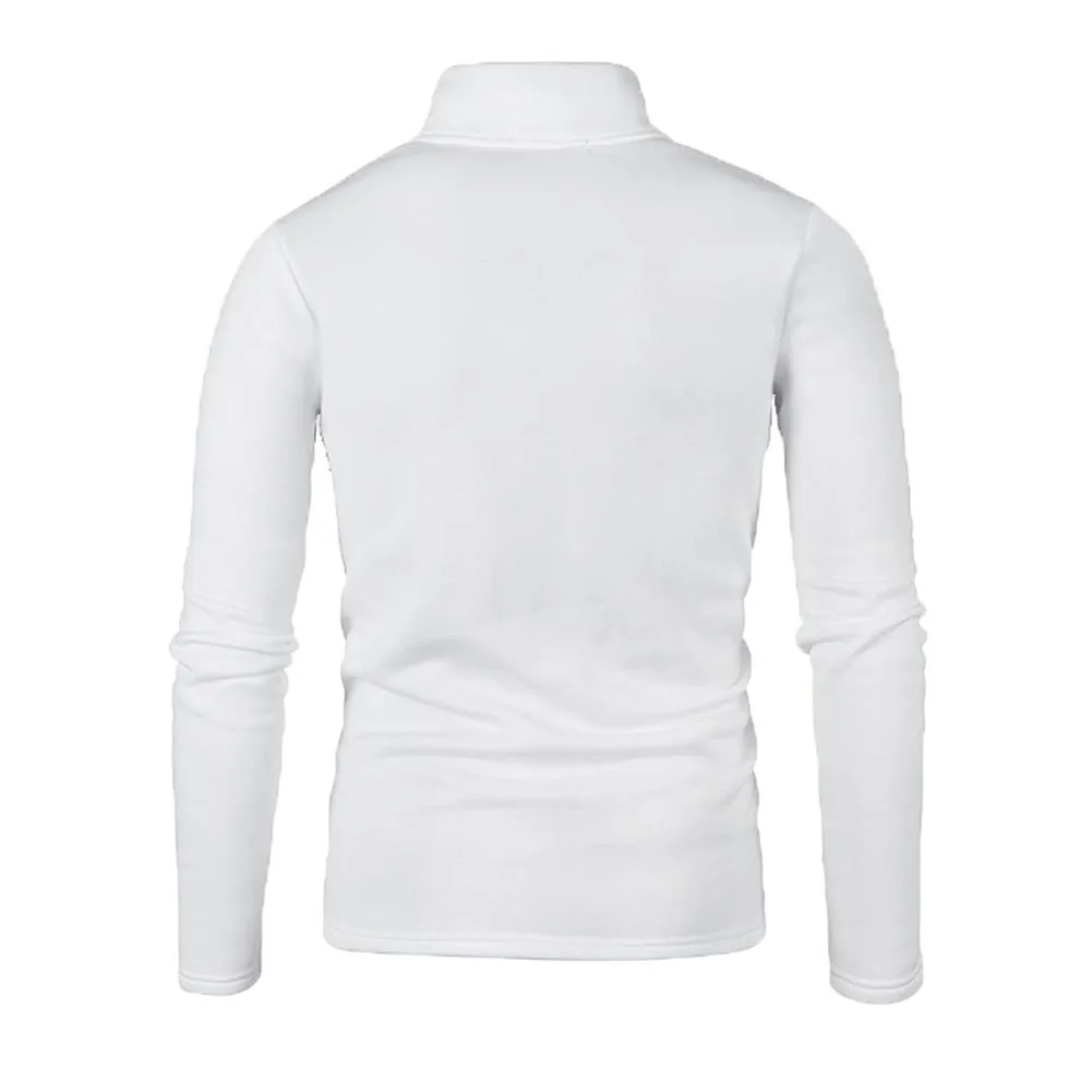 New Men's Sweater Half Zipper Pullovers Winter Warm Stand Collar Turtleneck Cotton Knitted Sweater Men Solid Color Sweatwear