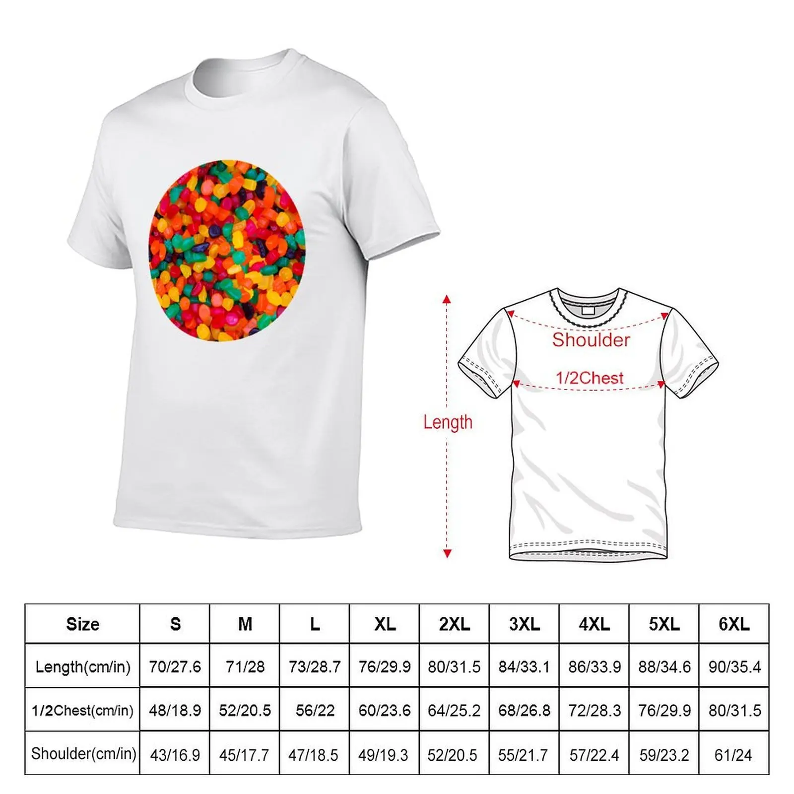 تي شيرت Jujube Gummy Real Candy Pattern تي شيرت شخصي تي شيرت للرجال من القطن الناعم