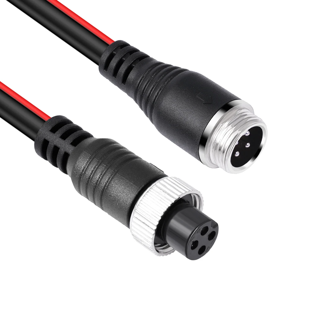 4 Pin Car Camera Video Cable with Reverse Trigger Line for M12 Rear View Camera,Aviation Cord Extension Wire 15m