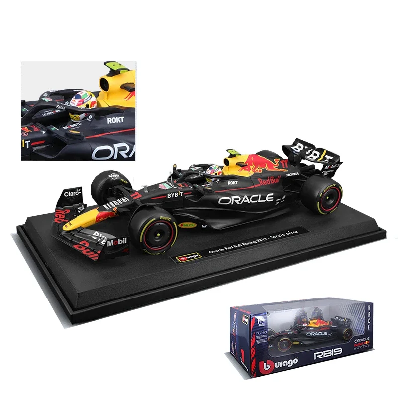 Bburago-フォーミュラカーF1,スケール1:18,rb19,rb19,f1,max verstappen,11 # perez,合金ダイキャスト,クリスマスプレゼント,おもちゃ