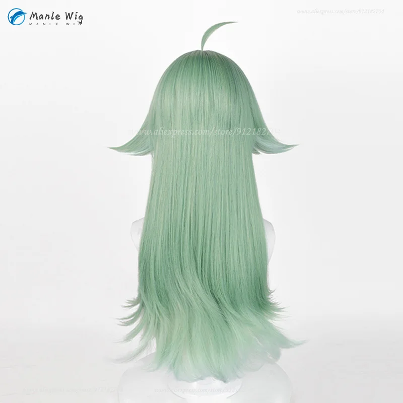 Huohuo-Peluca de Cosplay para mujer, pelo sintético resistente al calor, color verde liso, gradiente, 66cm